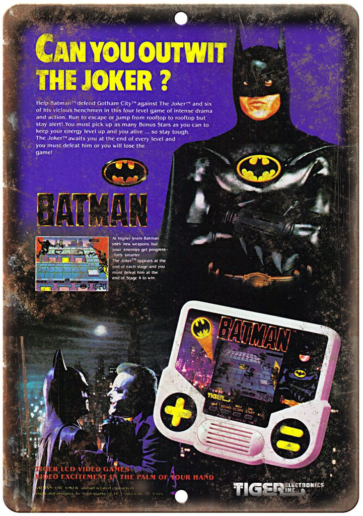 Tiger Electronics Batman Hand Held Game Metal Sign