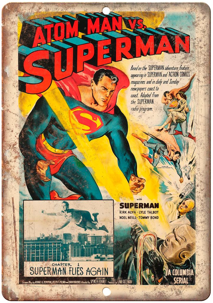 Atom Man Vs Superman Vintage Movie Poster Metal Sign
