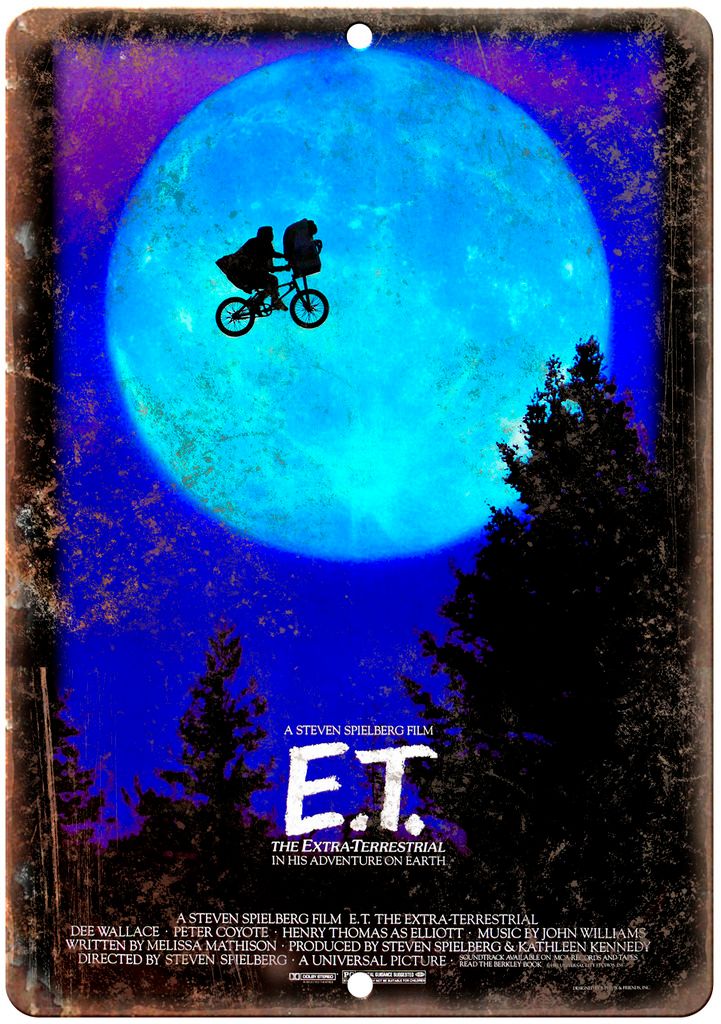 E.T. Steven Spielberg Extra-Terrestrial Metal Sign
