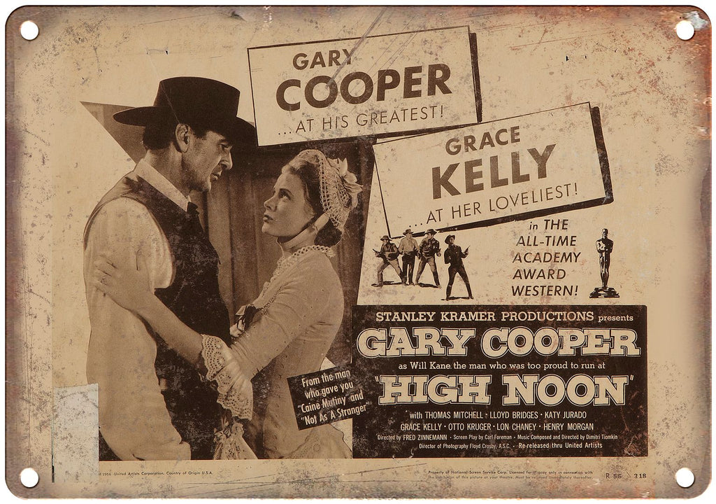 Gary Cooper High Noon Lobby Card Metal Sign