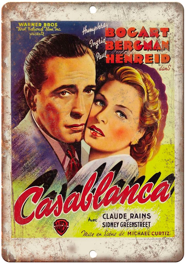 Humphrey Bogart Casablanca Vintag Poster Metal Sign