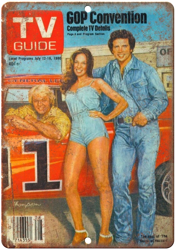 Dukes of Hazzard TV Guide Vintage Ad Metal Sign