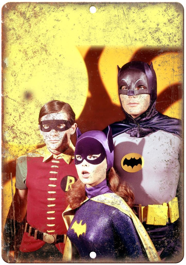 1960s Batman Catwoman Robin Adam West RARE Metal Sign