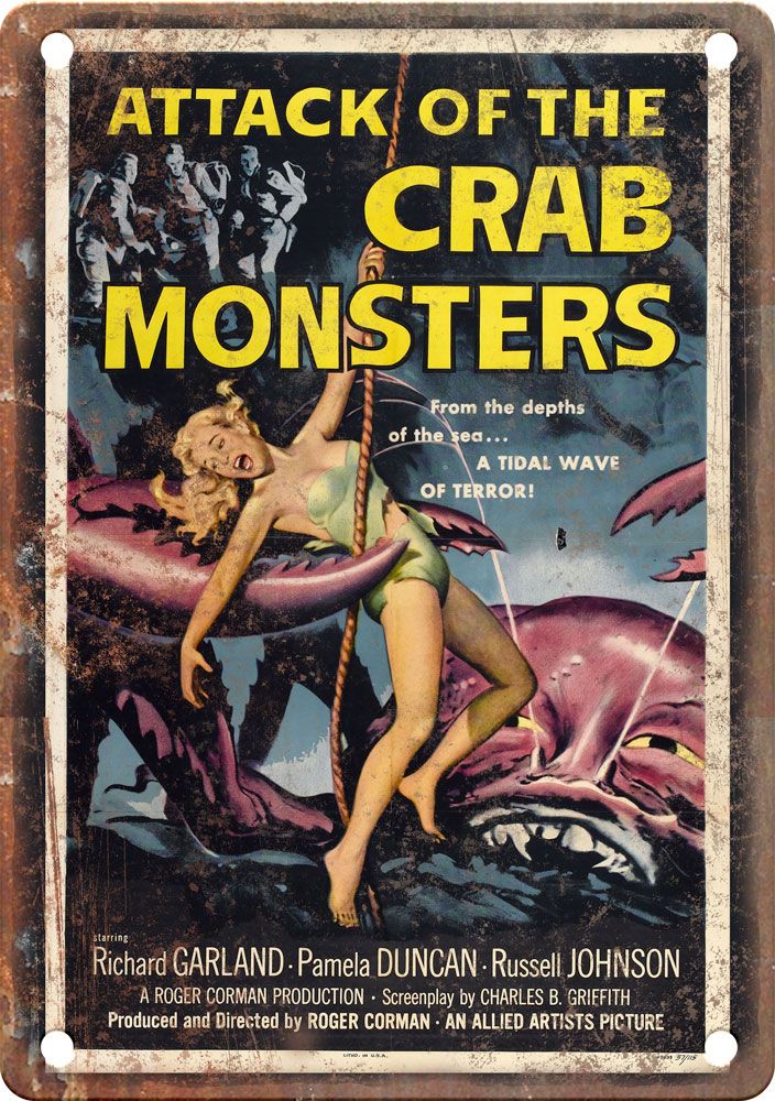 Attack of the Crab Monster Movie Poster Metal Sign