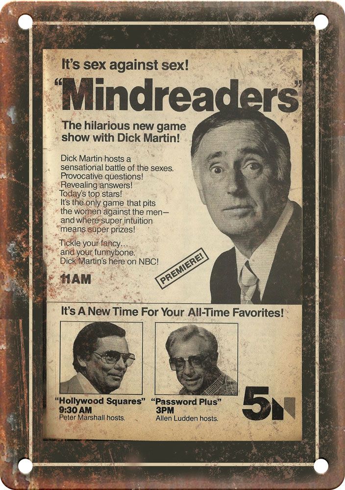 Dick Martin Mindreaders TV Show Ad Reproduction Metal Sign
