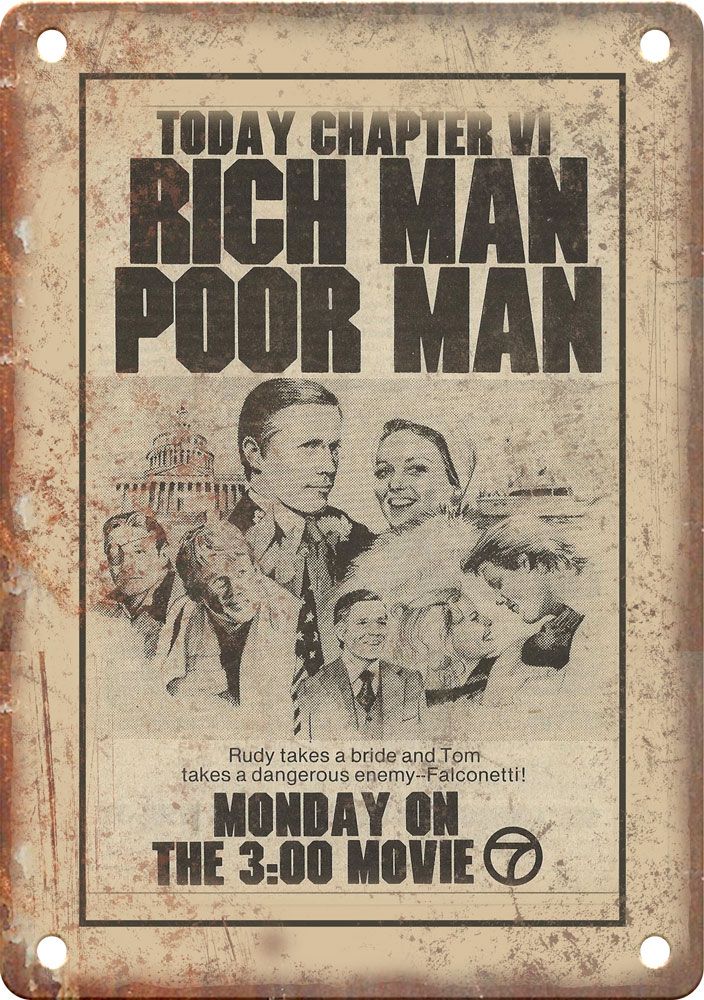 Rich Man Poor Man TV Show Ad Reproduction Metal Sign