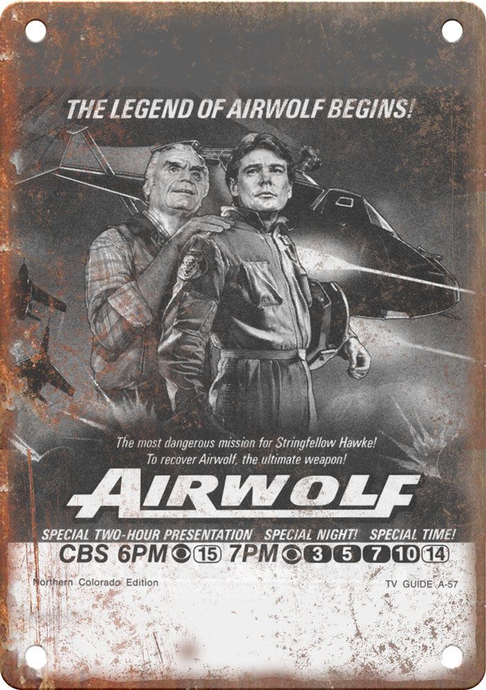 Airwolf TV Show Ad Reproduction Metal Sign