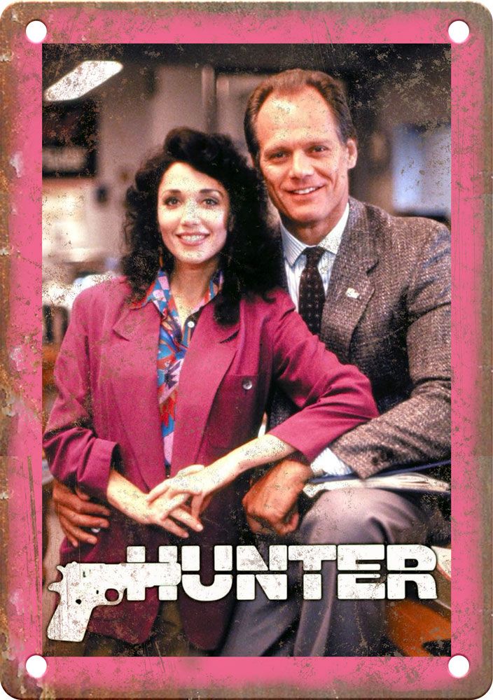 Hunter 1980's TV Show Ad Reproduction Metal Sign