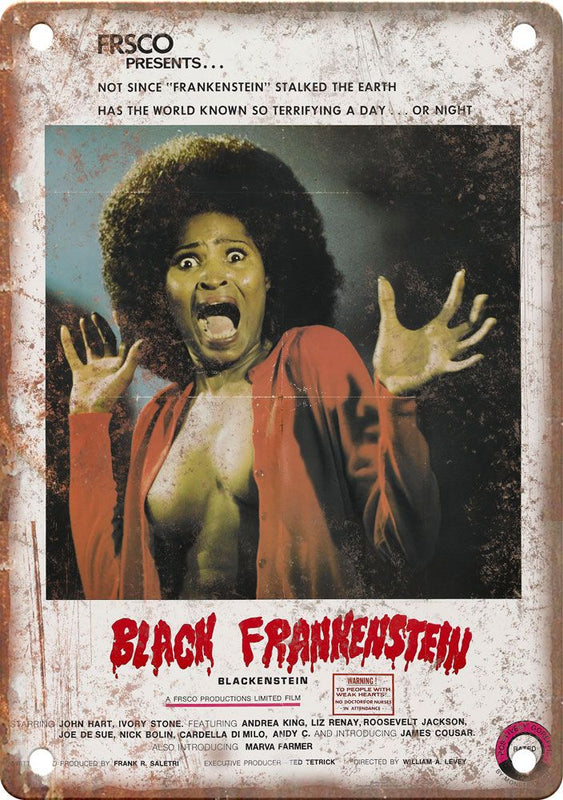 Black Frankenstein Vintage Movie Poster Metal Sign | Rusty Walls