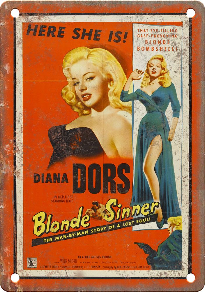 Blonde Sinner Vintage Movie Poster Metal Sign