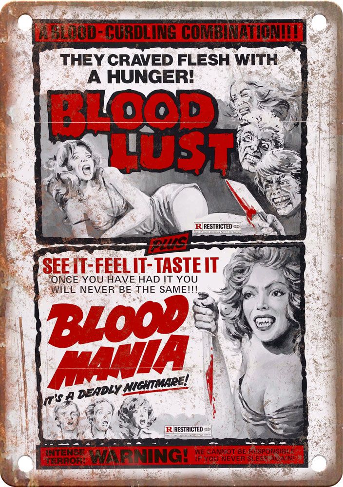 Blood Lust Vintage Movie Poster Metal Sign