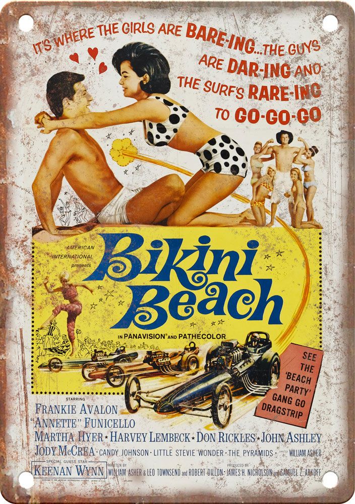 Bikini Beach Vintage Movie Poster Metal Sign