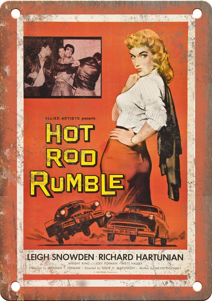 Hot Rod Rumble Vintage Movie Poster Metal Sign