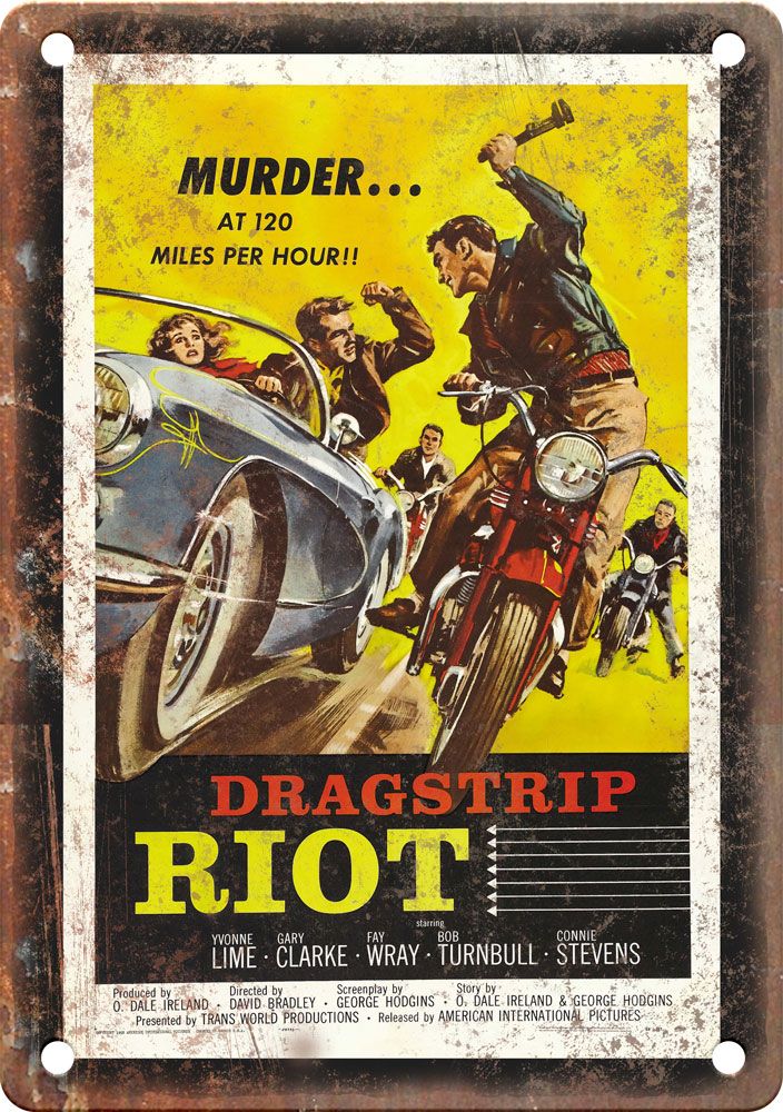 Dragstrip Riot Vintage Movie Poster Metal Sign