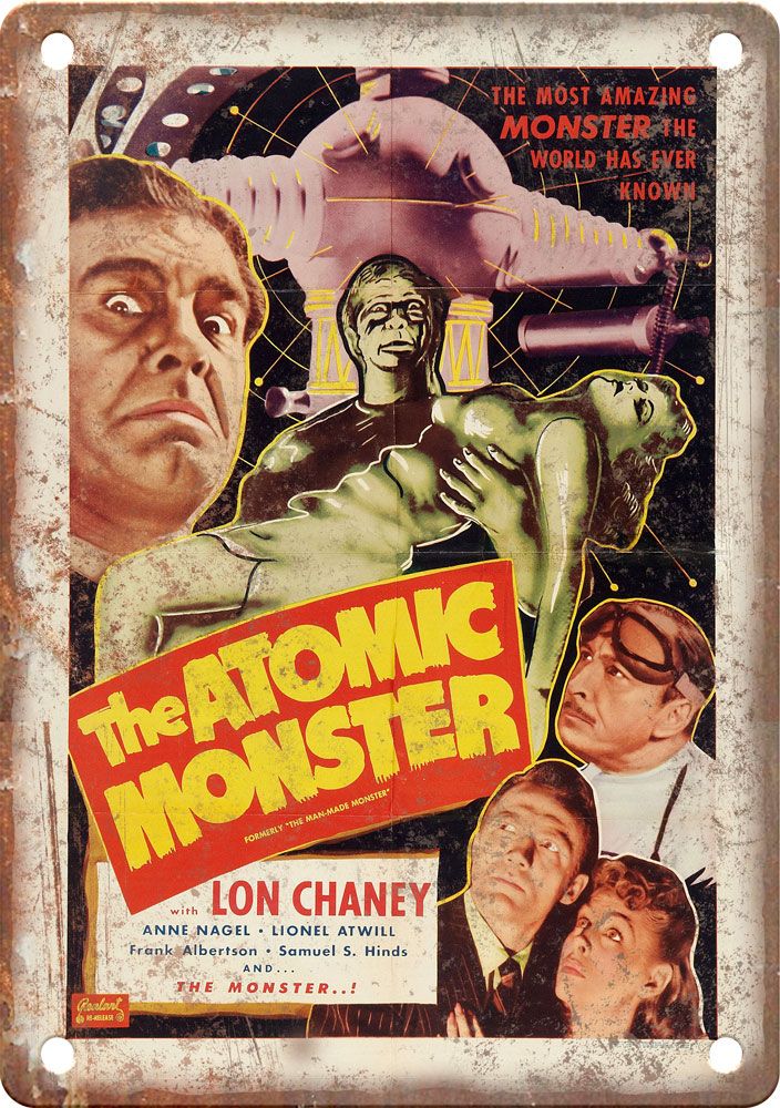 atomic Monster Lon Chaney Movie Poster Reproduction Metal Sign