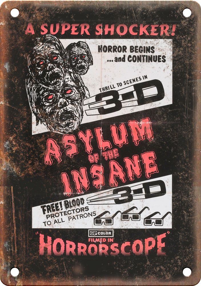Asylum of the Insane Movie Poster Reproduction Metal Sign