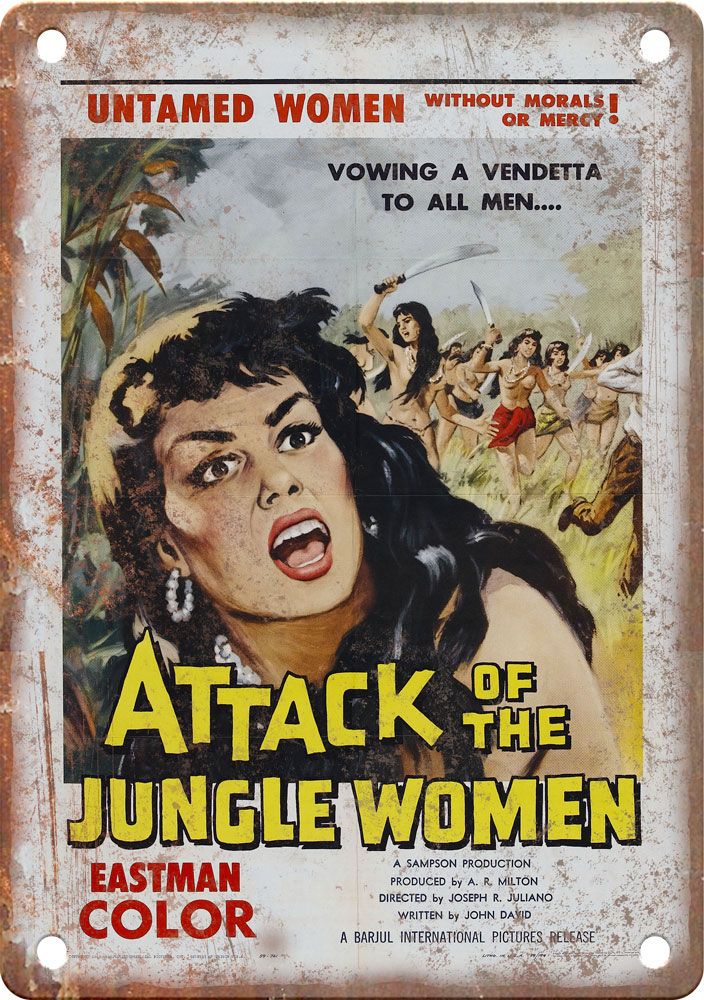 Attack of the Jungle Women Movie Poster Reproduction Metal Sign