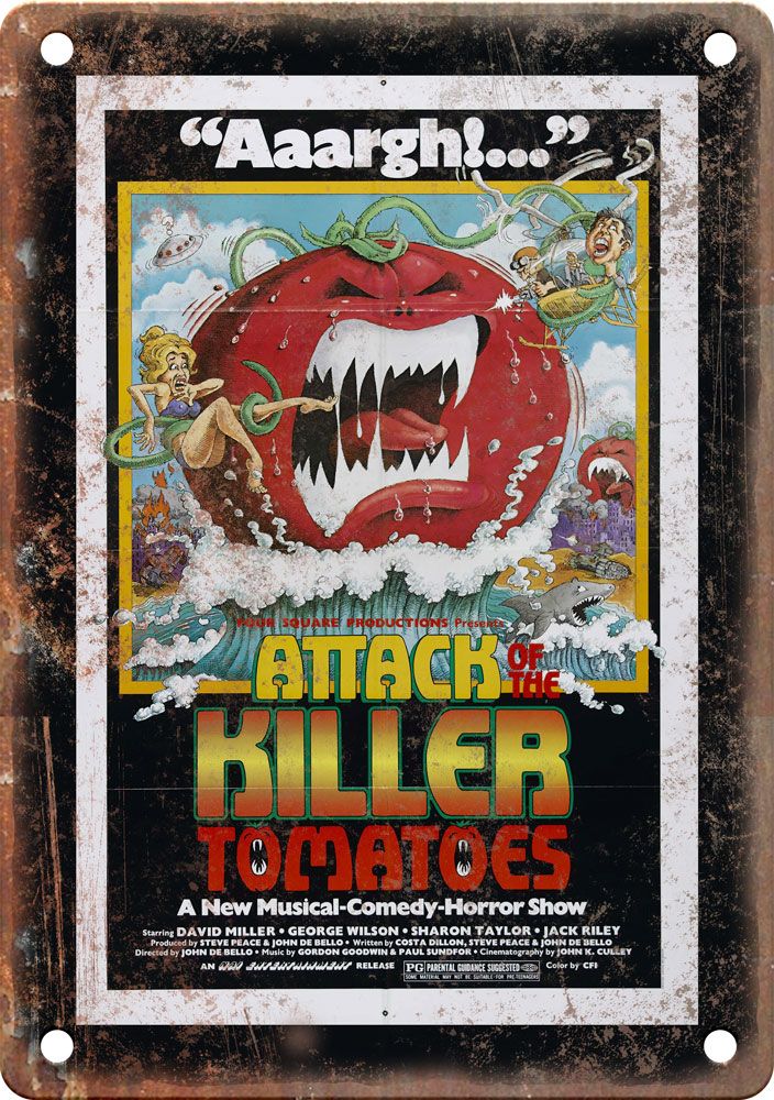Attack Killer Tomatoes Movie Poster Reproduction Metal Sign