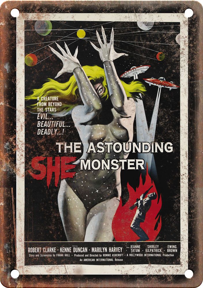 The Astounding She Monster Movie Poster Reproduction Metal Sign