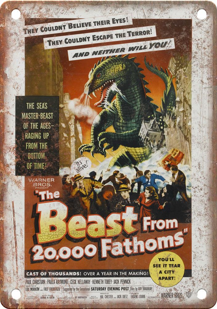 Beast from 20,000 Fathoms Movie Poster Reproduction Metal Sign