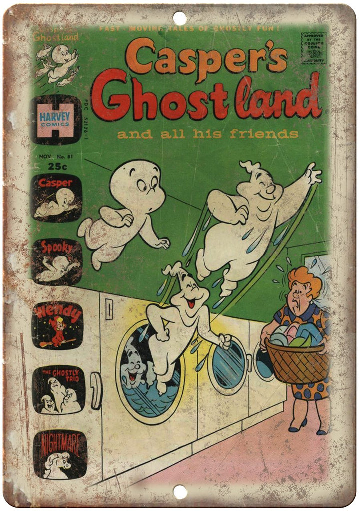 Casper Ghost Land Harvey Comic Book Cover Metal Sign