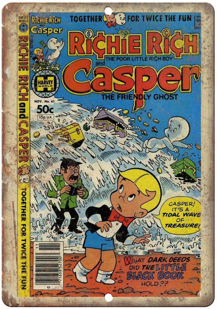 Richie Rich Casper The Ghost Comic Book Metal Sign