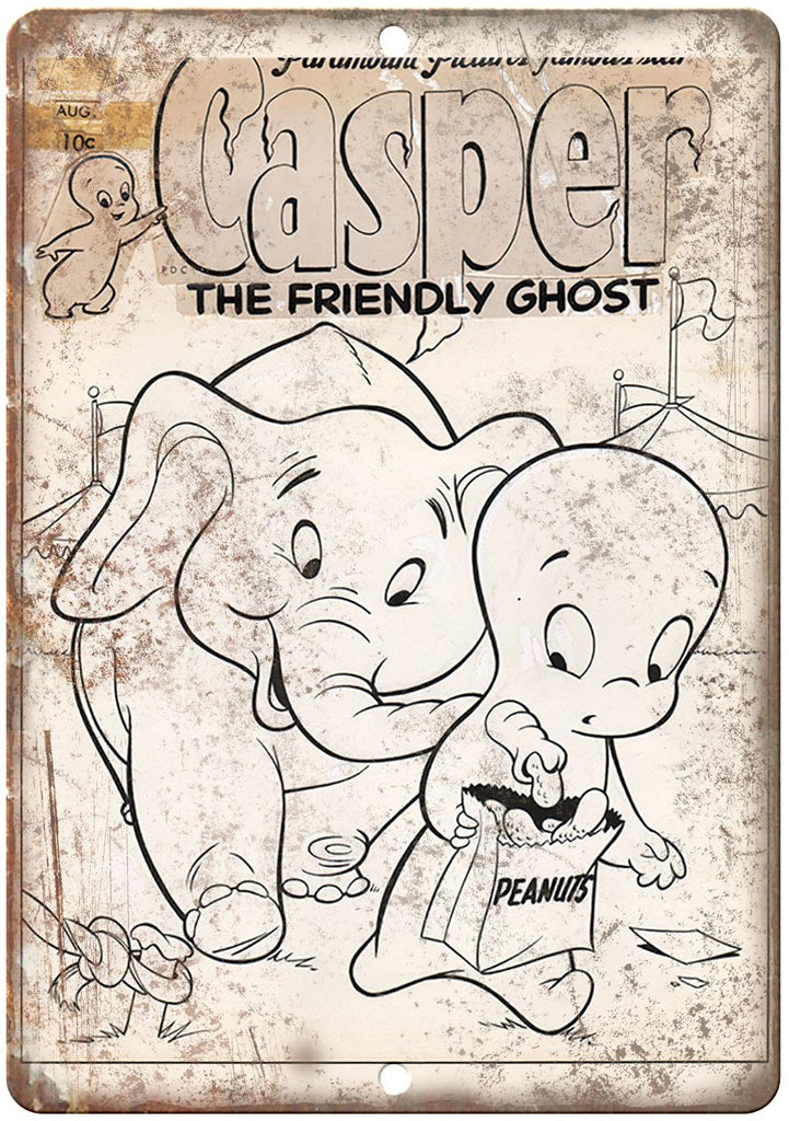 Casper The Ghost Black And White Comic Art Metal Sign