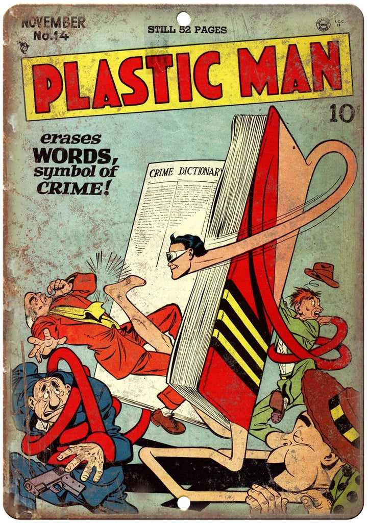 Plastic Man Vintge Comic Book Art Metal Sign