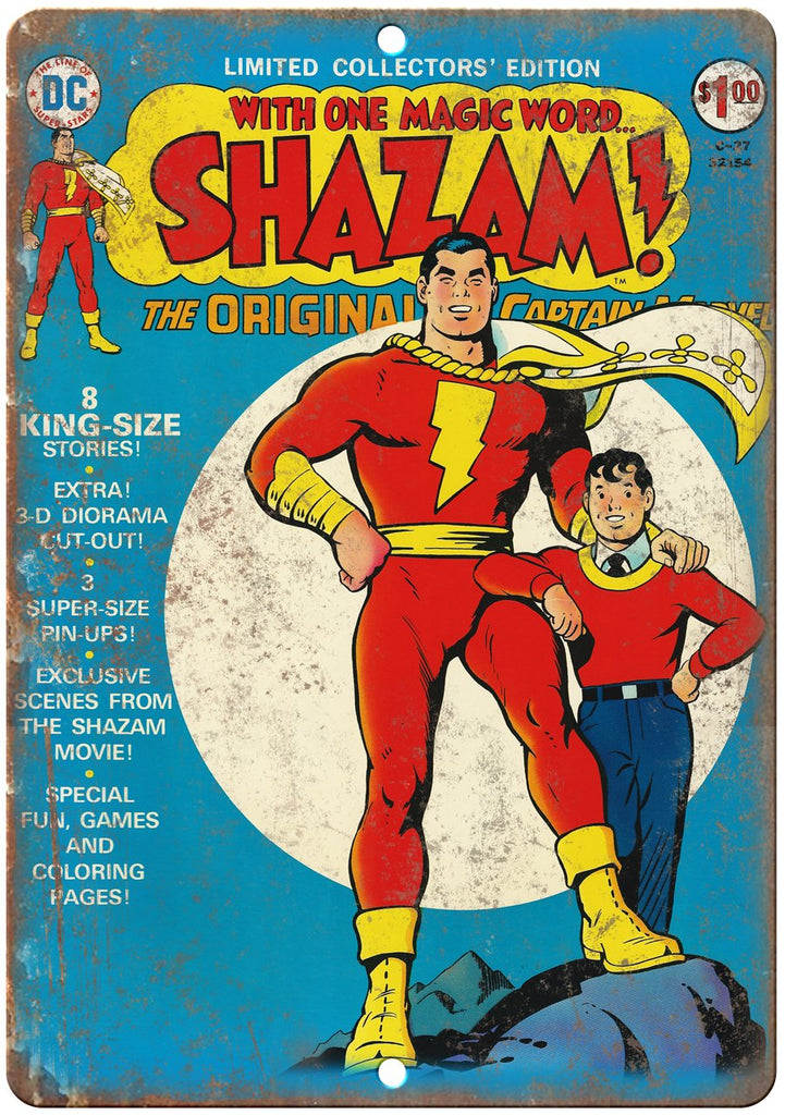 Shazam Vintage Comic Cover Art Comic Metal Sign