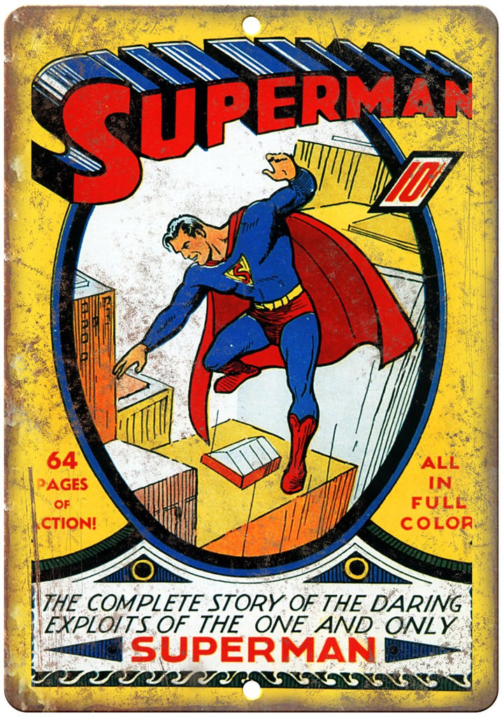 Superman Vintage Comic Book Cover Metal Sign