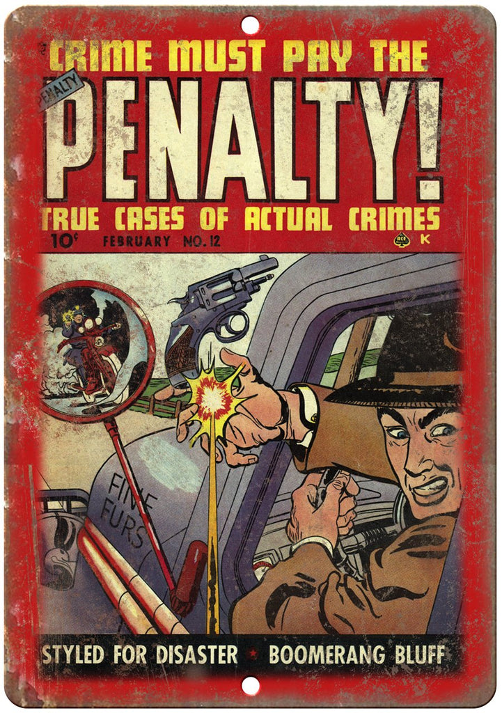 Penalty! Crime Vintage Comic Book Cover Metal Sign