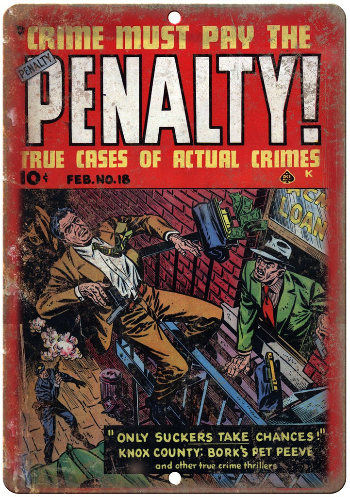 Penalty! Ace Comics Vintage Comic Art Metal Sign