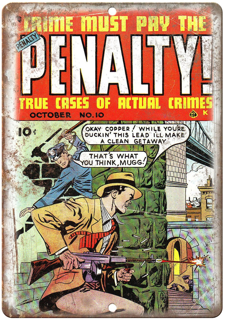 Penalty! Ace Comics Vintage Comic Book Metal Sign