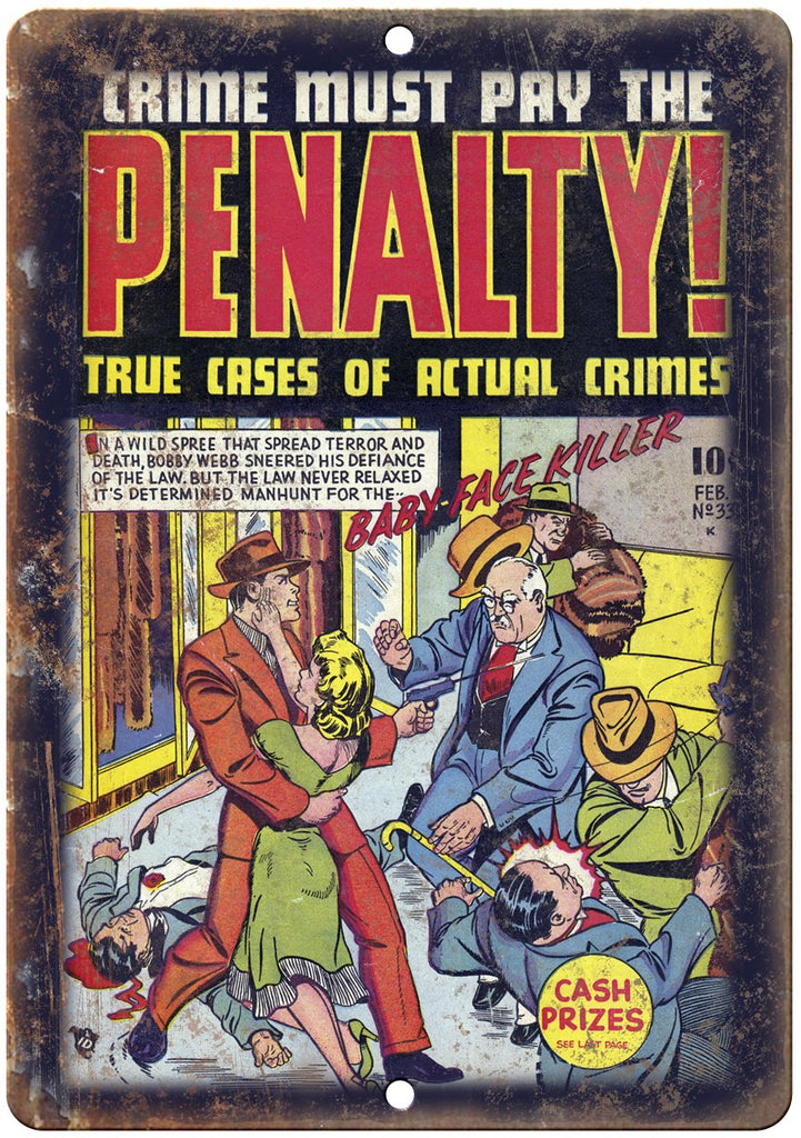 Penalty! Vintage Comic Book Art Metal Sign