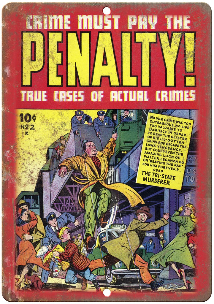 Penalty! Ace Comics Vintage Comic Art Metal Sign