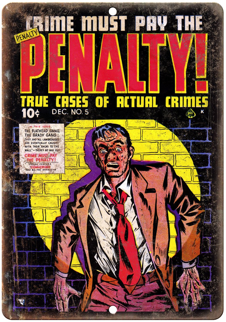 Penalty! Ace Comics Vintage Cover Art Metal Sign