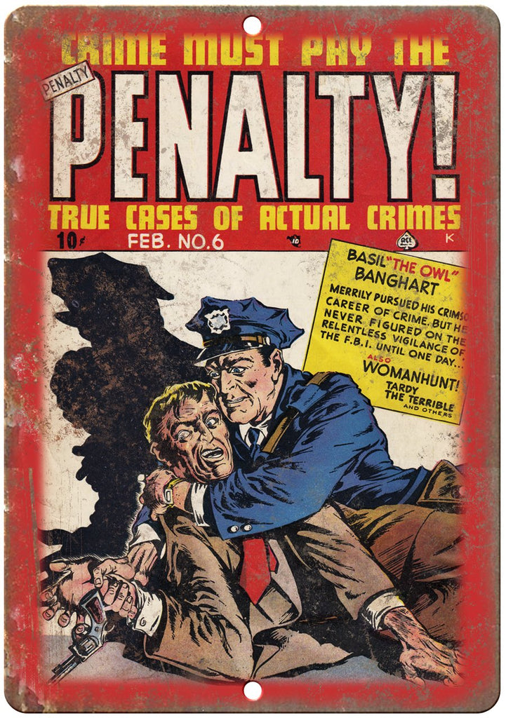 Penalty! Ace Comics True Crime Cover Art Metal Sign