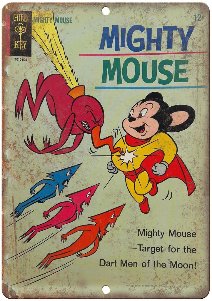 Mighty Mouse Gold Key Vintage Comic Metal Sign
