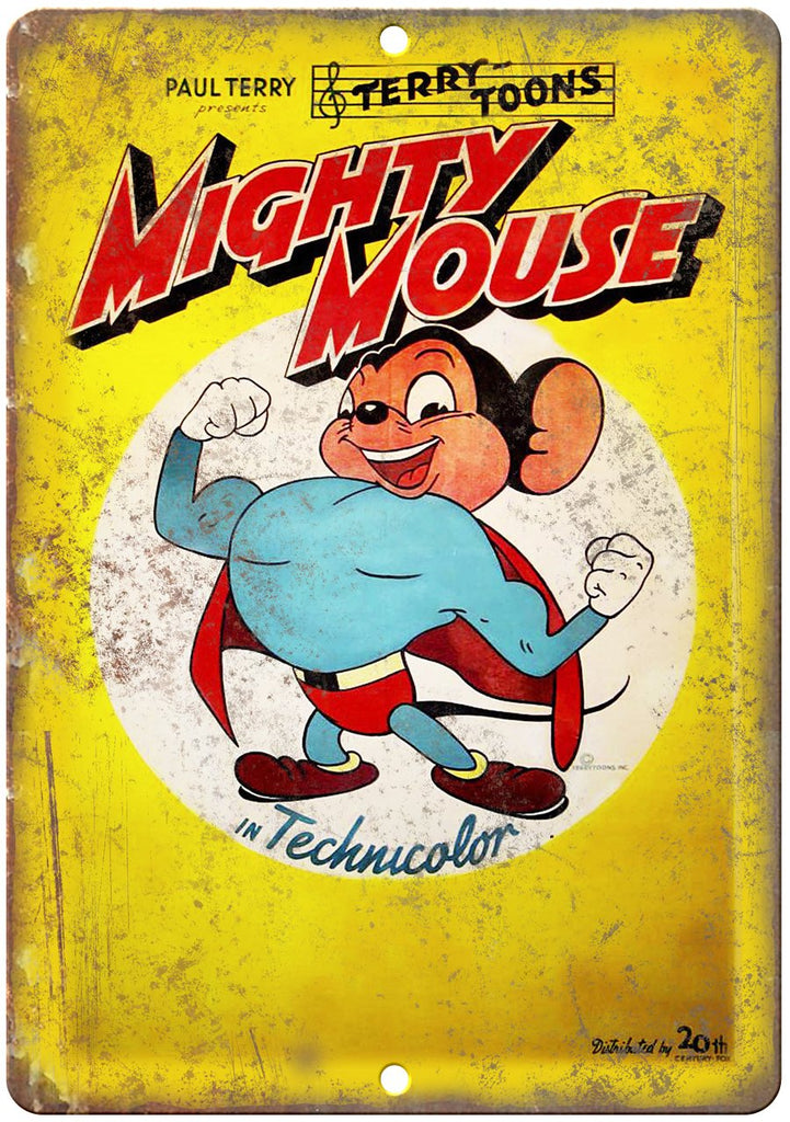 Mighty Mouse Terry Toons Paul Terry Comic Metal Sign