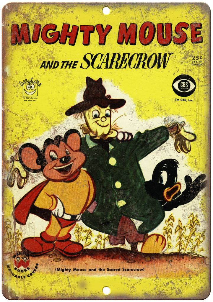 Mighty Mouse and the Scarcrow Comic Art Metal Sign