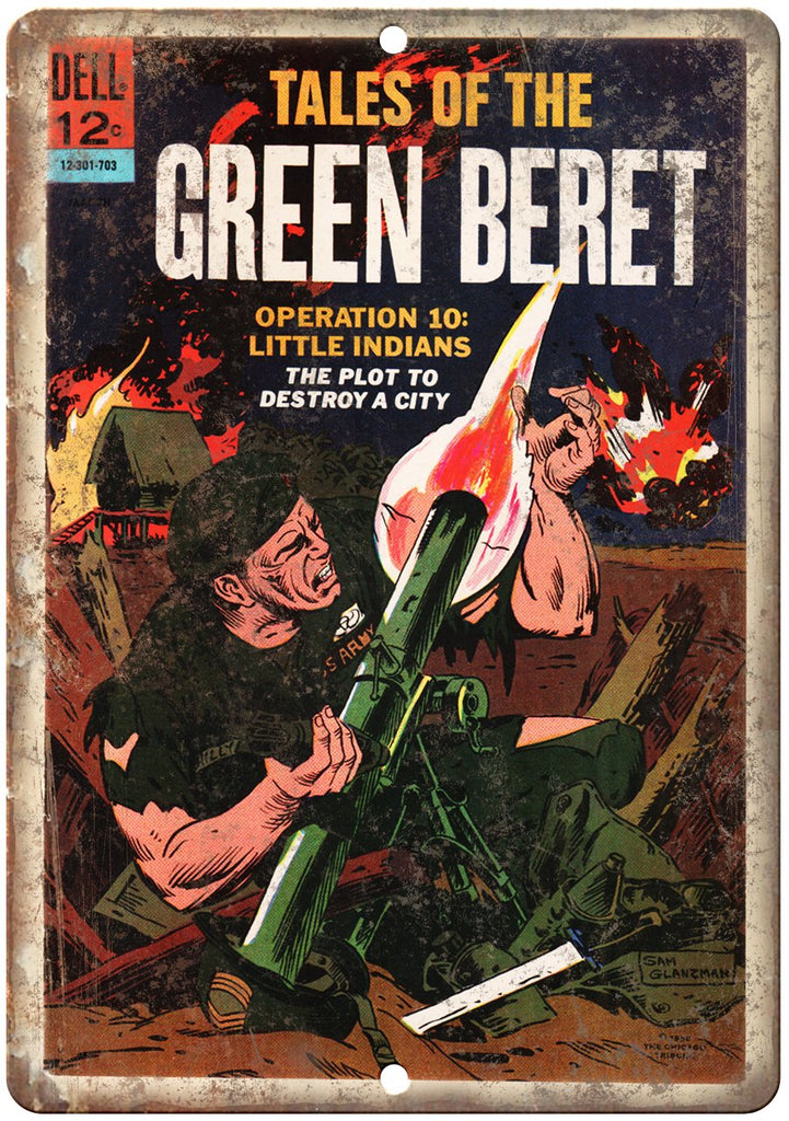 Dell Comics Tales of The Green Beret Metal Sign
