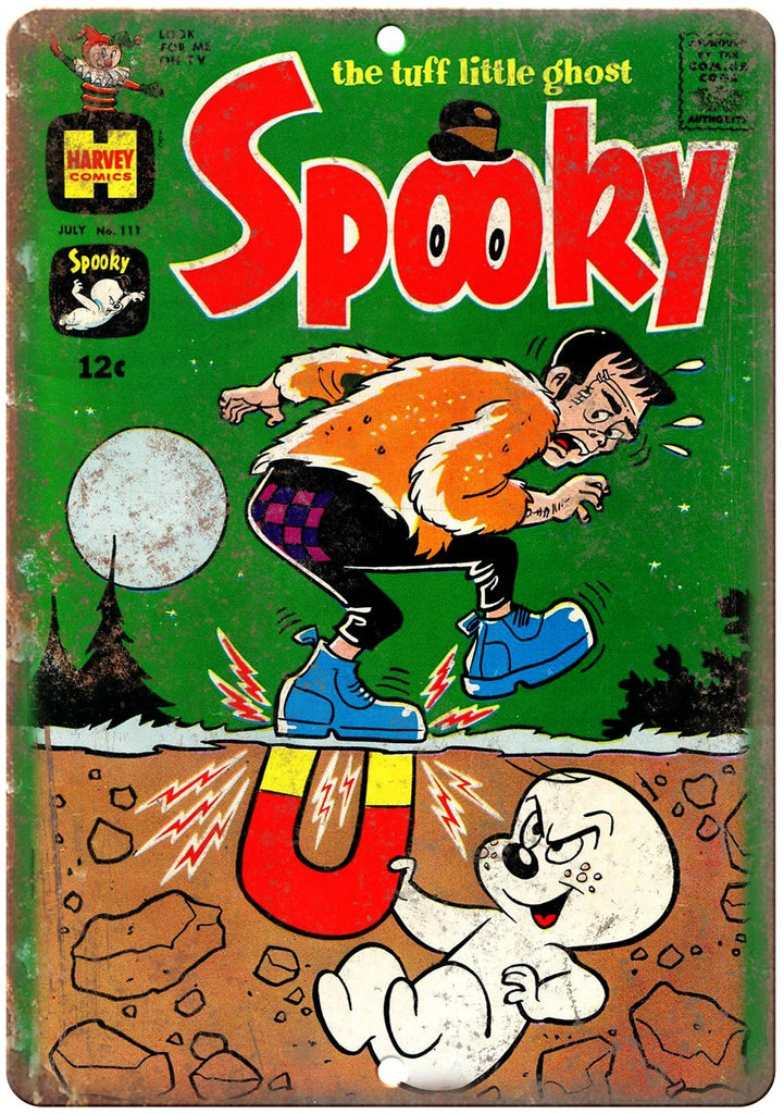 Spooky The Tuff Little Ghost Vintage Cover Metal Sign