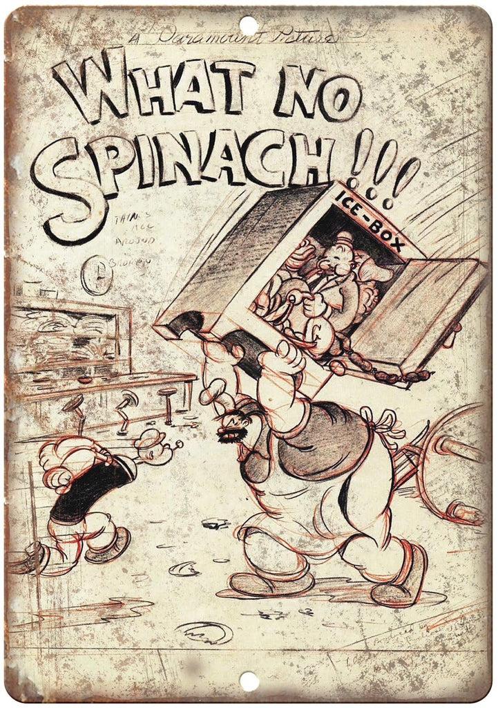 Popeye Vintage Comic Sketch Metal Sign