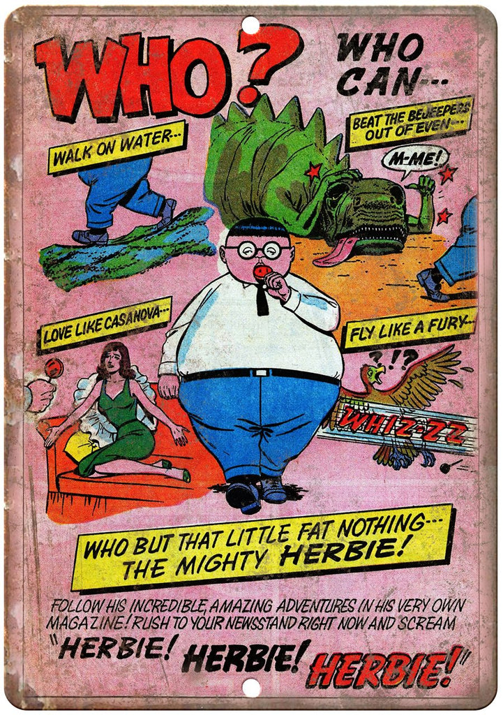 The Mighty Herbie Vintage Comic Book Art Metal Sign