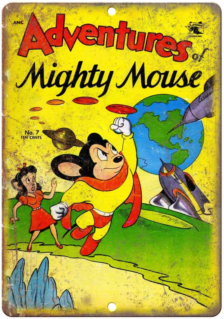 St. John Comic Adventures of Mighty Mouse Metal Sign