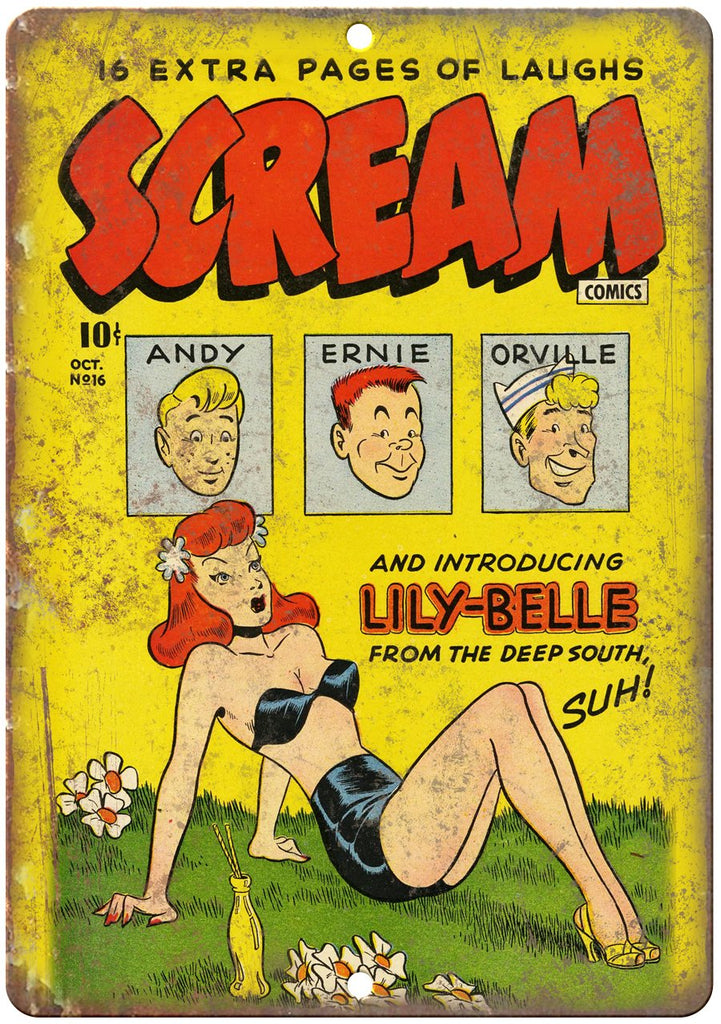 Scream Ace Comics Golden Age Cover Art Metal Sign
