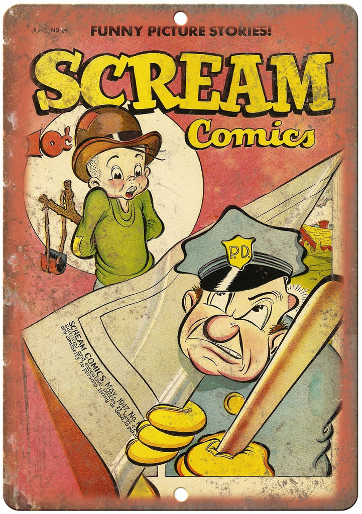1947 Scream Comics Ace Golden Age Comic Metal Sign