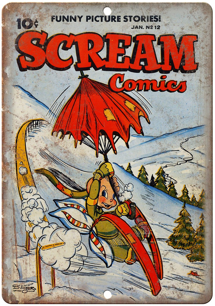 Scream Comics Vintage Golden Age Ace Comic Metal Sign