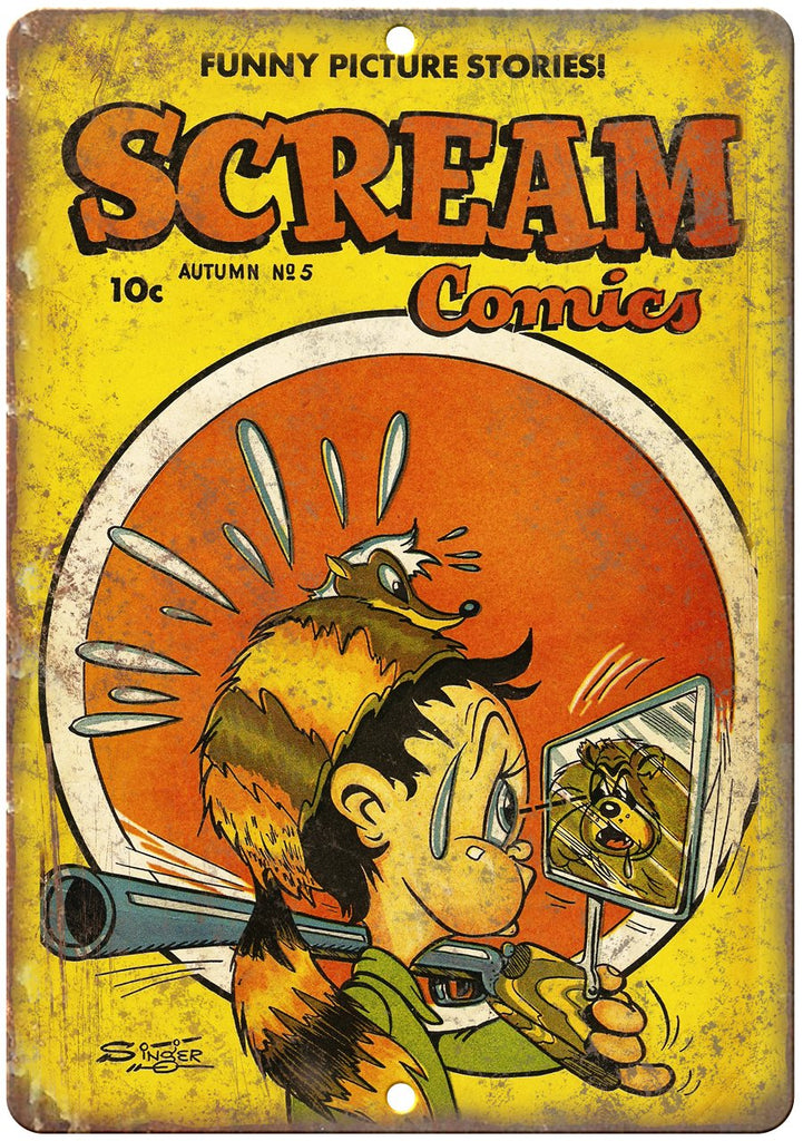 Scream Comics #5 Ace Golden Age Comics Metal Sign