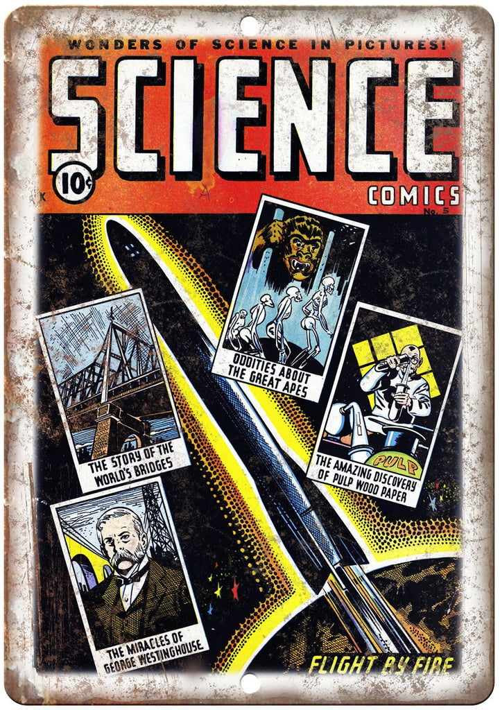 Wonders of Science Comic Book Cover Metal Sign